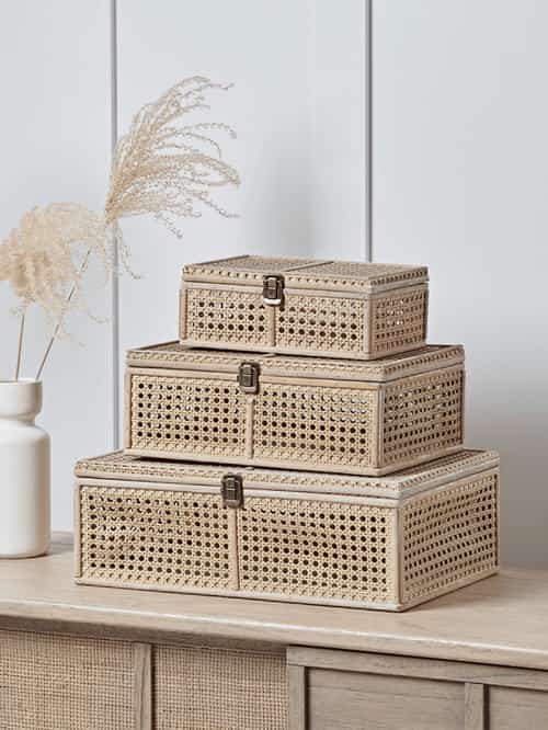 SAVE - Three Rattan Storage Boxes