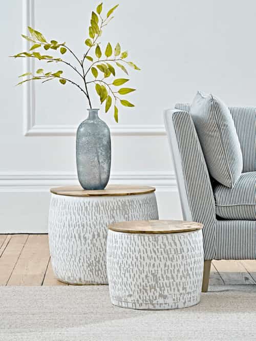 SAVE - Two Enamelled Storage Tables - Taupe
