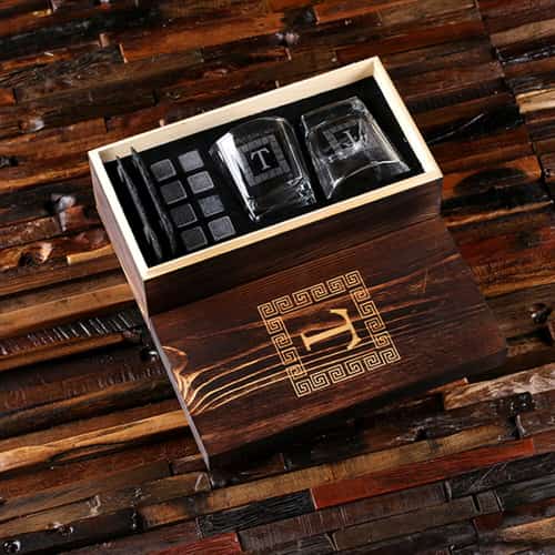 Customised Whiskey Rocks Glasses, Stones, & Coasters Set
