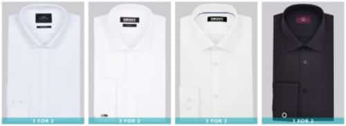 Buy two shirts and get the third free.