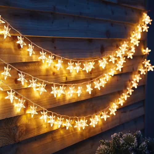 Half Price on 100 Star Outdoor Christmas String Lights - Warm White