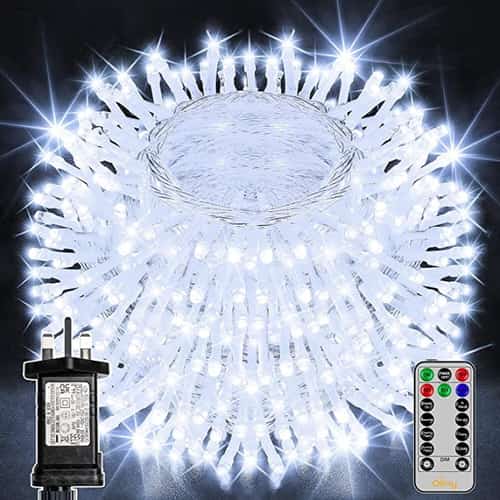 Ollny Outdoor Christmas Tree Lights LED Christmas Fairy Lights Plug-in Waterproof Cool White
