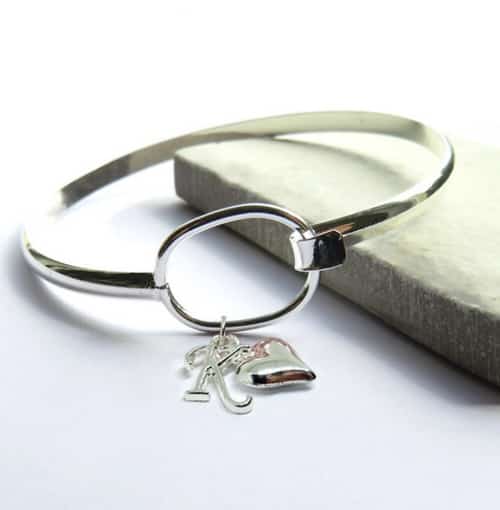 Initial Loop Bangle with Heart Charm - £14.99