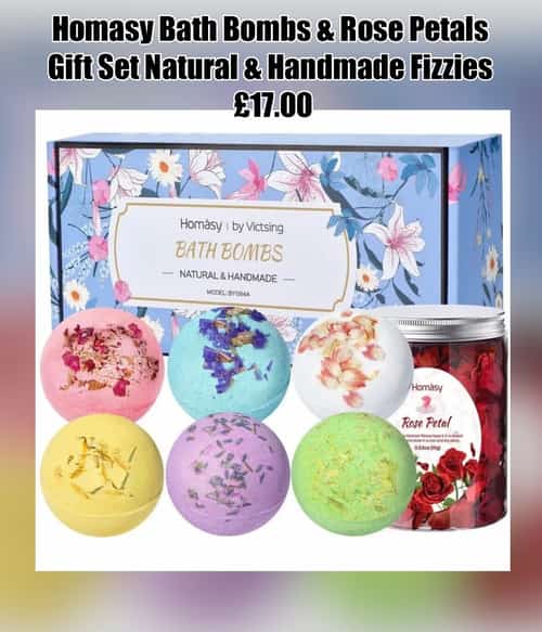 Homasy Bath Bombs & Rose Petals Gift Set Natural & Handmade Fizzies available from my website