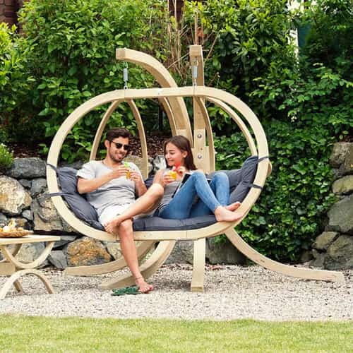 SAVE - Globo Royal Garden Hanging Chair & Stand in Weatherproof Anthracite