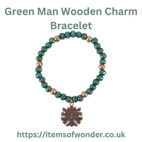 Green Man Wooden Charm Bracelet