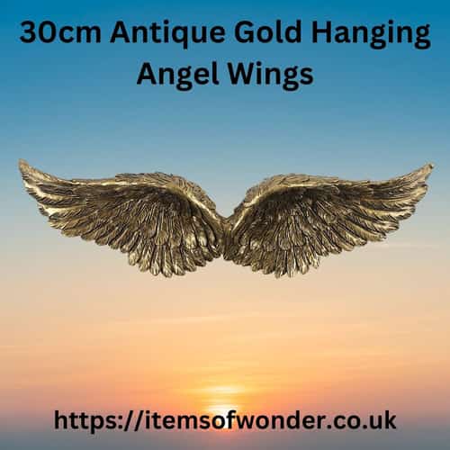 30cm Antique Gold Hanging Angel Wings