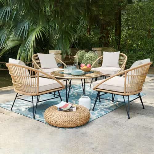 SAVE - Cuckooland Hampstead Garden Natural Premium Rattan Large Armchair and Coffee Table Set