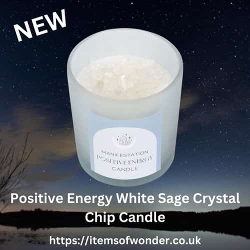 Positive Energy White Sage Crystal Chip Candle