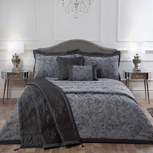 Luxury for Less: Save 80% on Paisley Charcoal Cotton Rich Jacquard Duvet Cover!