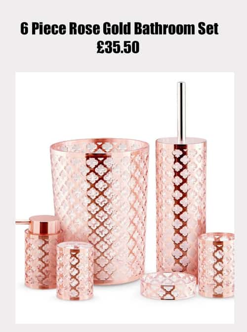 6 Piece Rose Gold Bathroom Set π Was Β£49.99 π Now Β£35.50
