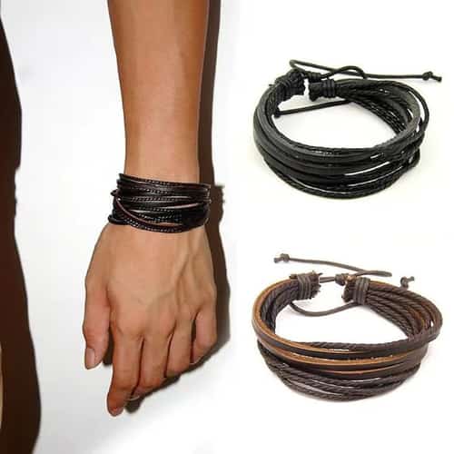 BUY 1, GET 1 AT 50% OFF REAL BRAIDED LEATHER BRACELET FOR MEN / WOMEN ADJUSTABLE