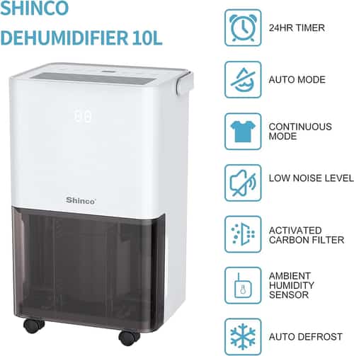 Enjoy 44% Off on the SHINCO 10L/Day Energy Efficient Electric Compressor Dehumidifier!