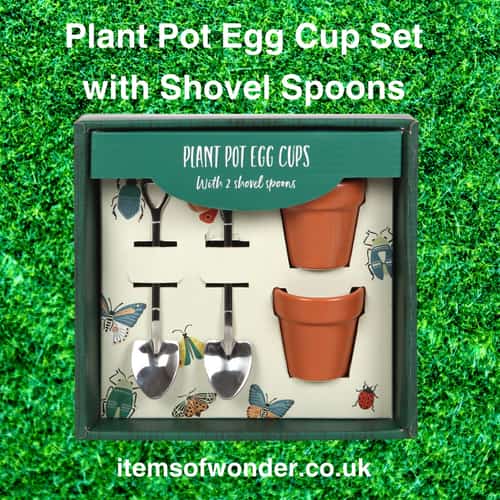 Plant Pot Egg Cup Set with Shovel Spoons
