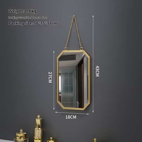 Nordic Iron Hexagonal Wall Mirror Bathroom Bathroom Dormitory Mirror Wall-mounted