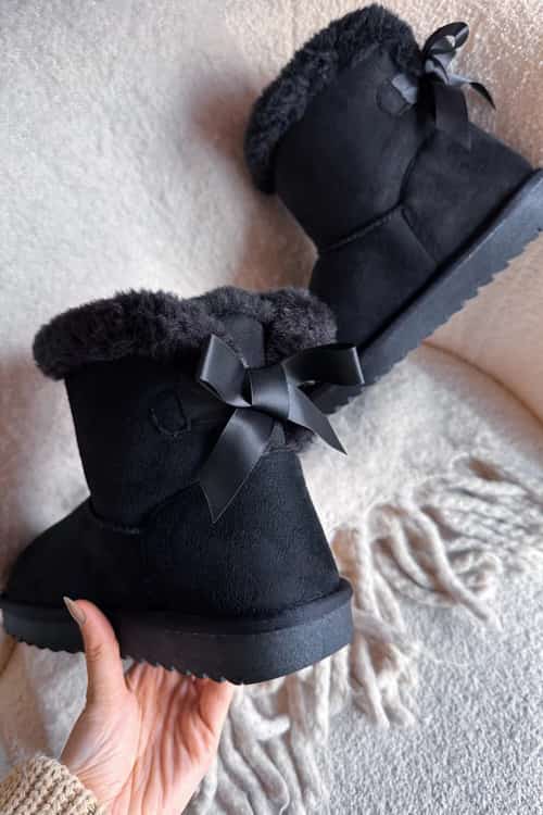 Faux Fur Lined Flat Ankle Boots - 2 colours