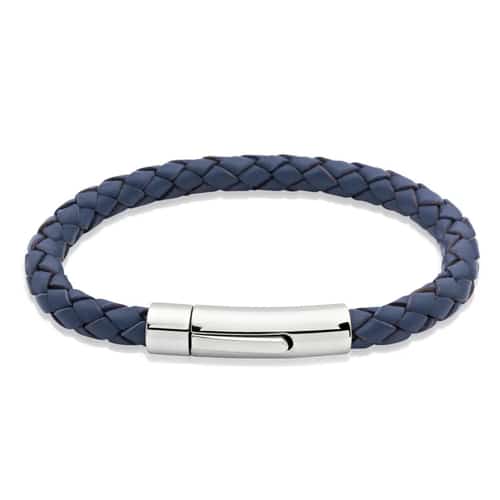 Save 50% on the Unique & Co Blue Woven Leather Steel Clasp Bracelet β Stylish for Less!