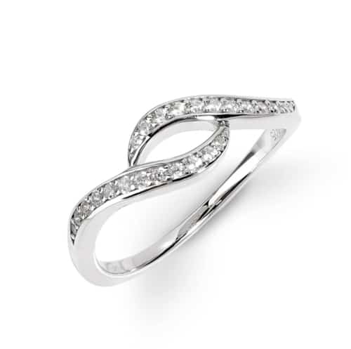 Save 30% on the Signature Silver CZ Wave Crossover Ring β Elegance at a Great Price!