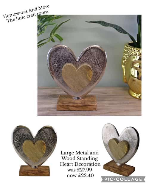 Large Metal and Wood Standing Heart Decoration π Was Β£27.99 Now Β£22.40
