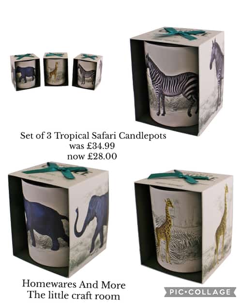 π On sale π Set of 3 Tropical Safari Candlepots π Was Β£34.99 Now Β£28.00