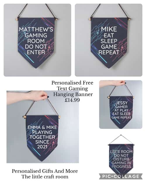 Personalised Free Text Gaming Hanging Banner Β£14.99