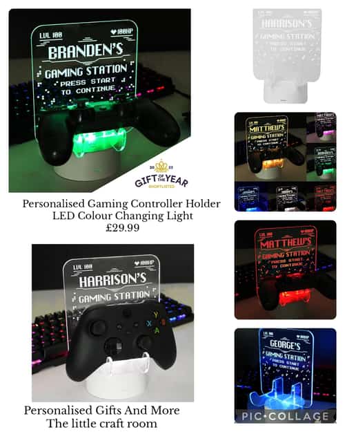 Personalised Gaming Controller Holder LED Colour Changing Light £29.99