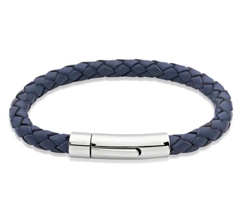 Save 50% on Unique & Co Blue Woven Leather Steel Clasp Bracelet โ Shop Now!