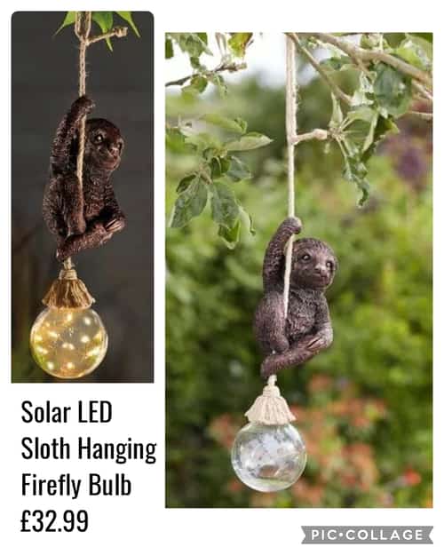 Solar LED Sloth Hanging Firefly Bulb Β£32.99