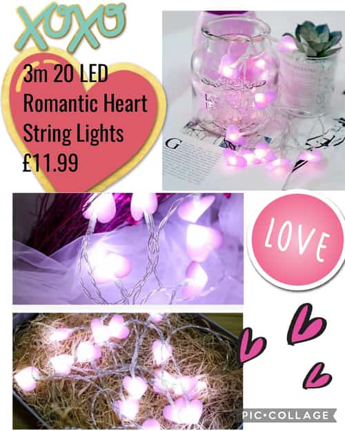 3m 20 LED Romantic Heart String Lights £11.99