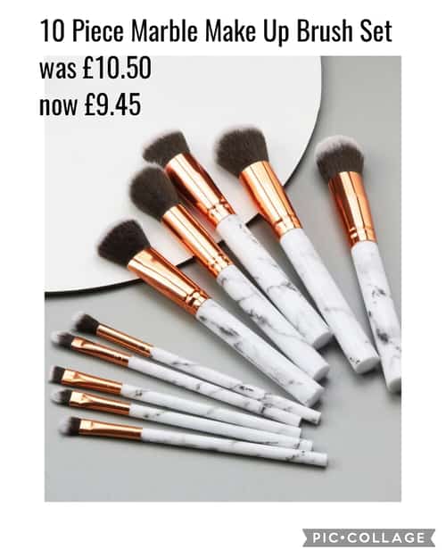 1️⃣0️⃣ Piece Marble Make Up Brush Set Was £1️⃣0️⃣.5️⃣0️⃣ Now £9️⃣.4️⃣5️⃣