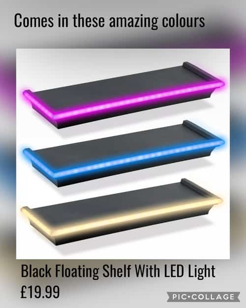 Black Floating Shelf With LED Light £19.99