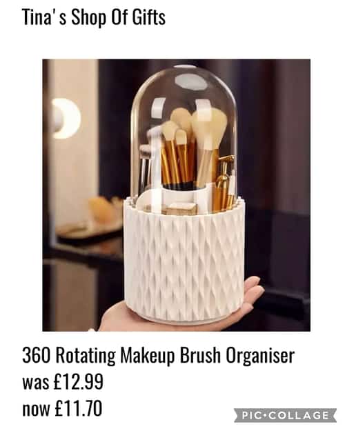 360 Rotating Makeup Brush Organiser Was £12.99 now £11.70
