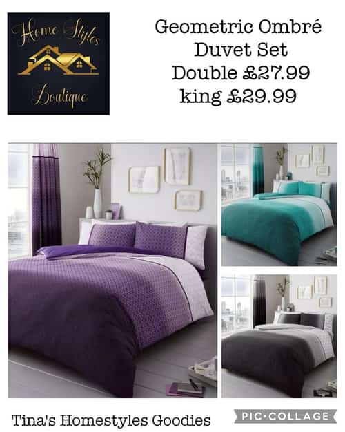 Geometric Ombré Duvet Set Double £27.99 King £29.99