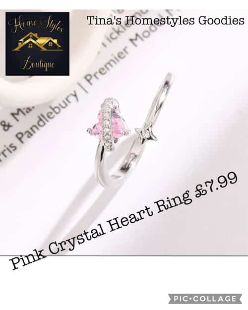 Pink Crystal Heart Ring Β£7.99