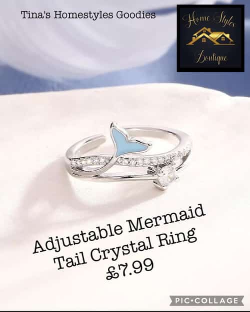 Adjustable Mermaid Tail Crystal Ring Β£7.99