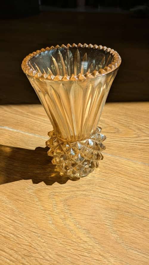 Vintage Art Deco Amber Thistle / Pineapple Vase