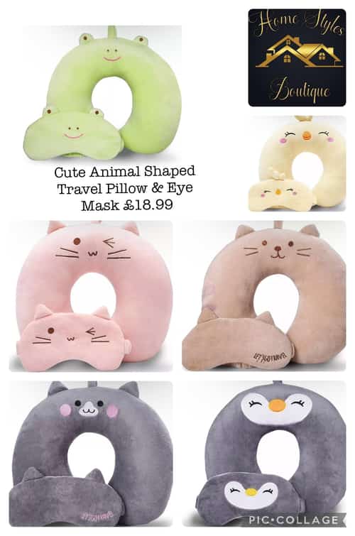 Cute Animal Shaped Travel Pillow & Eye Mask £18.99