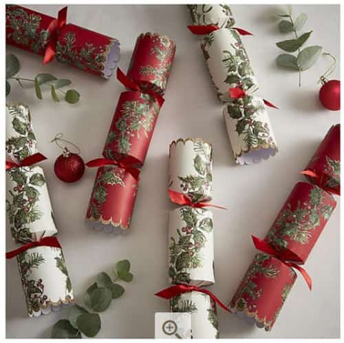 Luxury Red Holly Glitter Christmas Crackers - 6 pack JUST £10