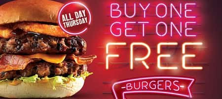 Thursday is BOGOF Burger Day at Flaming Grill Pubs!