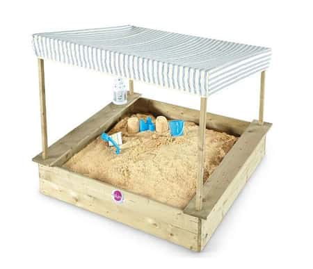 25% OFF - Plum Palm Beach Wooden Sandpit with Canopy!