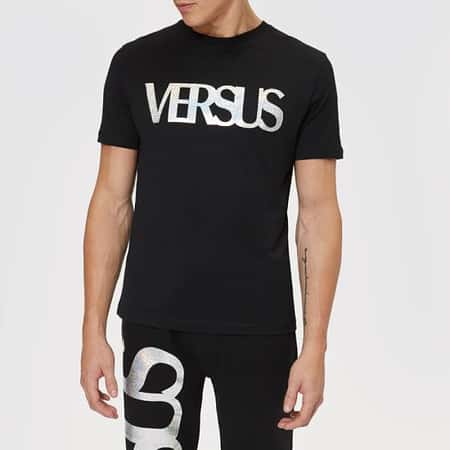 Extra 15% of Selected Outlet - Versus Versace Men's Large Logo T-Shirt - Black