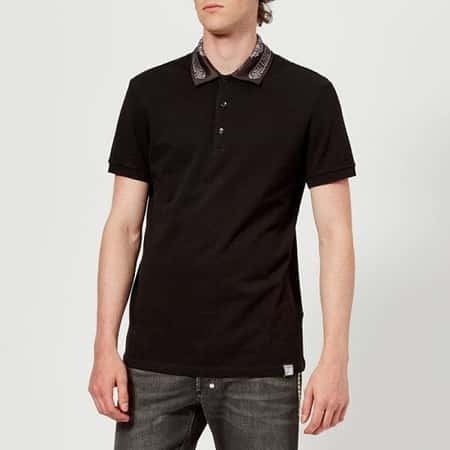 OUTLET SALE - Versace Collection Men's Collar Detail Polo Shirt - Nero