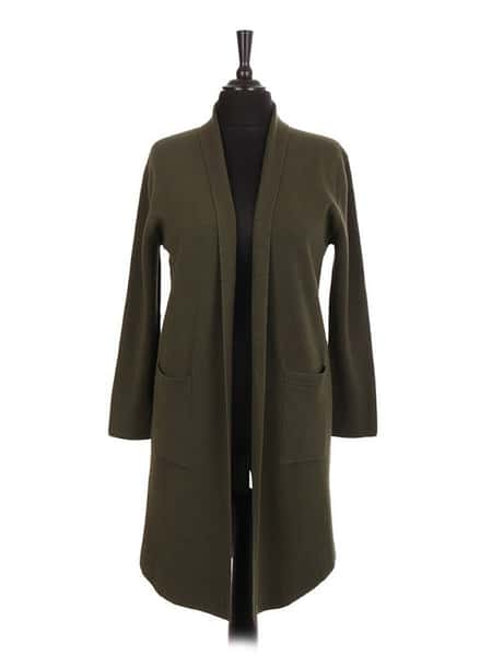Ladies Italian knitted jacket in khaki