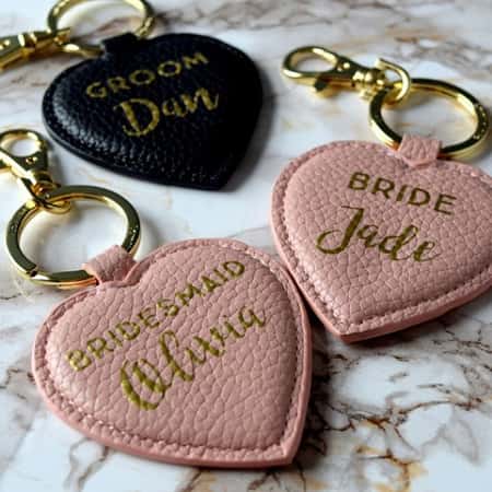 PERSONALISED BRIDESMAID FAUX LEATHER HEART KEYRING - £12.99!