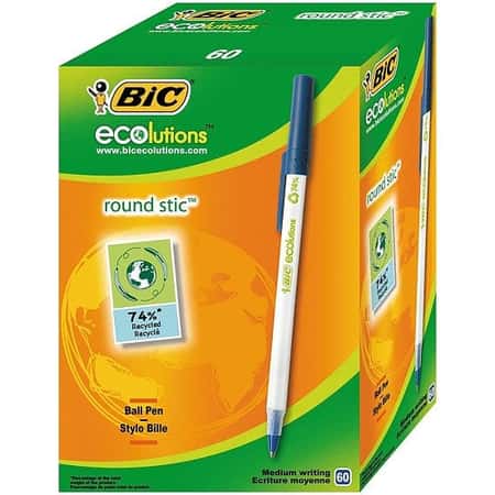 EcoLutions Recycled stick ballpens Black box of 60 - £13.95!