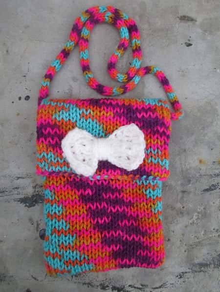 Hand knitted purse