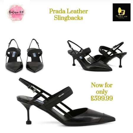 Save £200 on these authentic Prada Leather Slingbacks! Now for only £599.99!