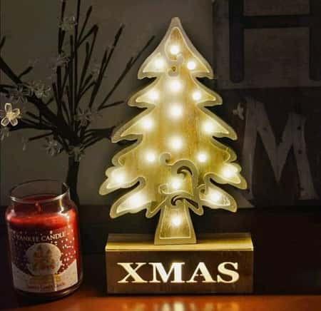 18 LED Light Up Wooden Christmas Xmas Tree