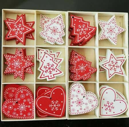 24pcs Wooden Christmas Tree Hangers Hanging Decorations