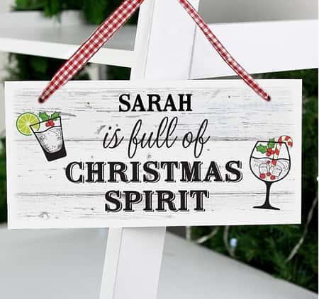Personalised Christmas Spirit Wooden Sign